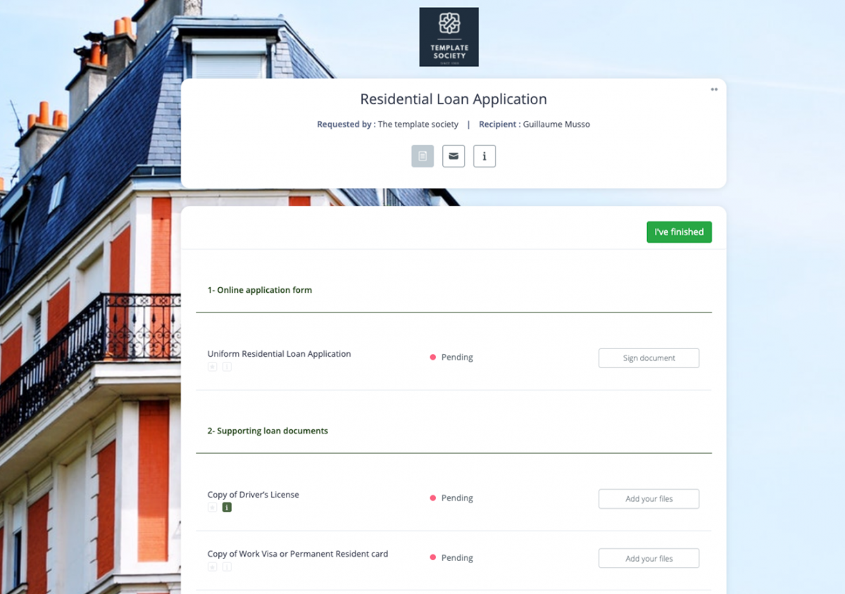 Residential Loan Application Template